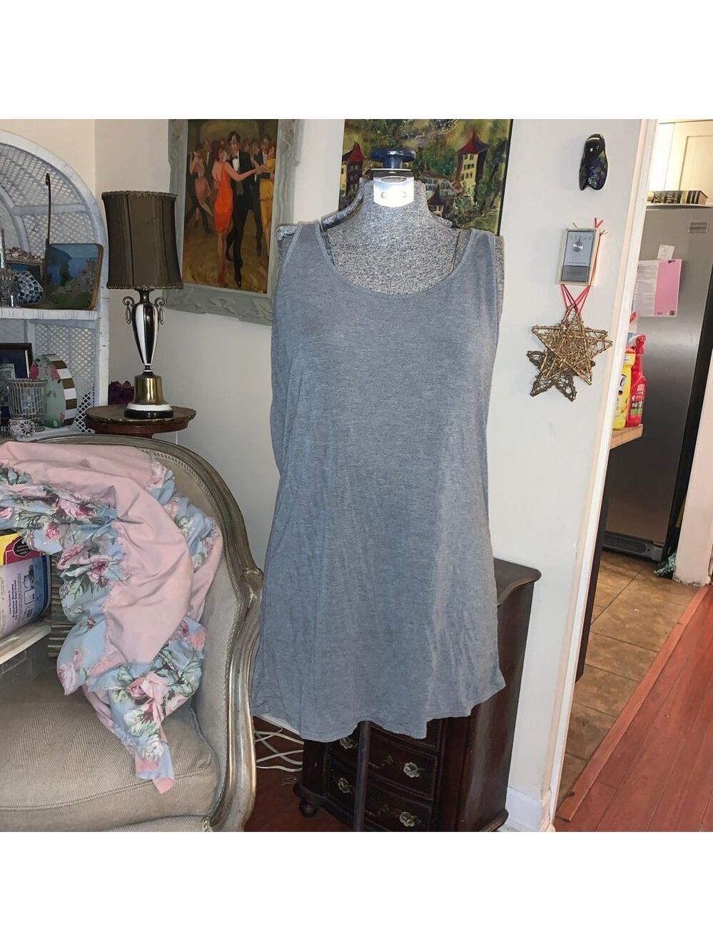 Women's Sweetlegs Grey Tunic Tank Top M